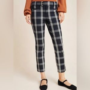Anthropologie black plaid slim trousers